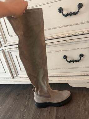 Brunello Cucinelli Monili Suede Over-The-Knee Lug Sole Boots Size 40.5